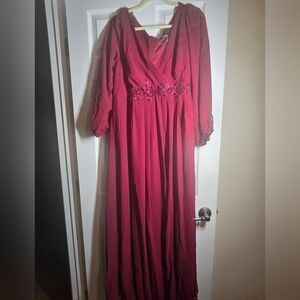 Ever Pretty V Neck Flower Applique Chiffon Plus Size Long Gown Size 24US